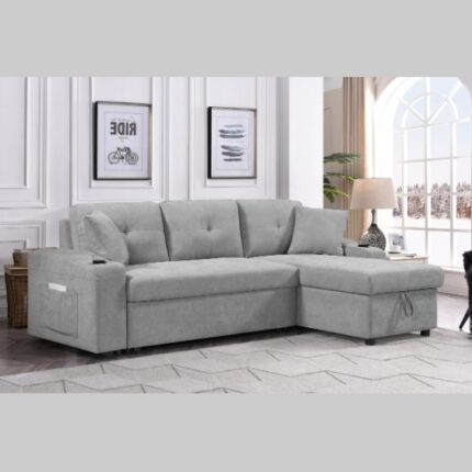 Convertible Sectional Sofa with Armrest Storage - Modern & Space Saving Couch 